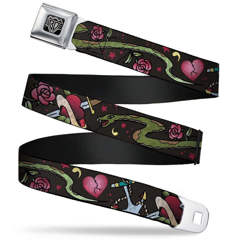 5869 Seatbelt Belt - Live Hard Die Young C/U Black - 1.0" Wide - 20-36